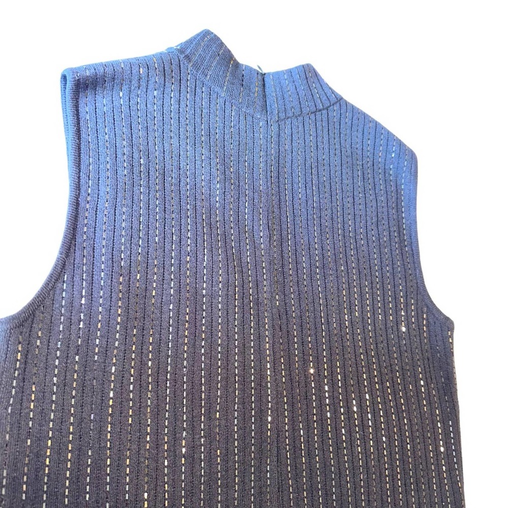St John - sleeveless sequin black sweater Dress with mock turtleneck, size:12 - Picture 9 of 14
